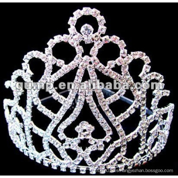 Corona grande de la tiara del rhinestone (GWST12-506G)